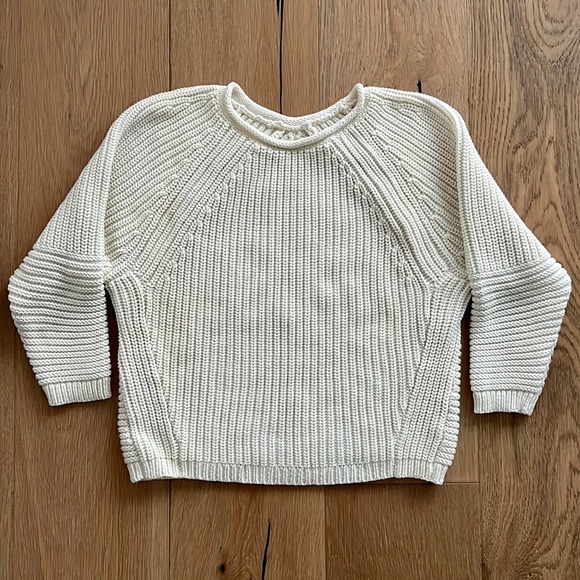 J BRAND Soft Cream Ivory Rolled Collar Raglan Cropped Knit Sweater - XS - Picture 2 of 11